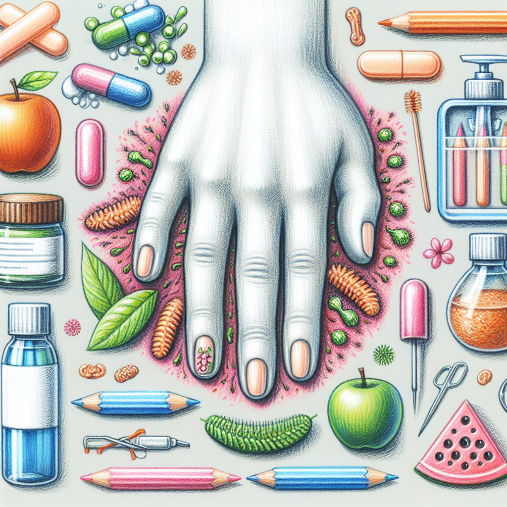 Pastelková ilustrace znázorňující téma: Péče o nehty