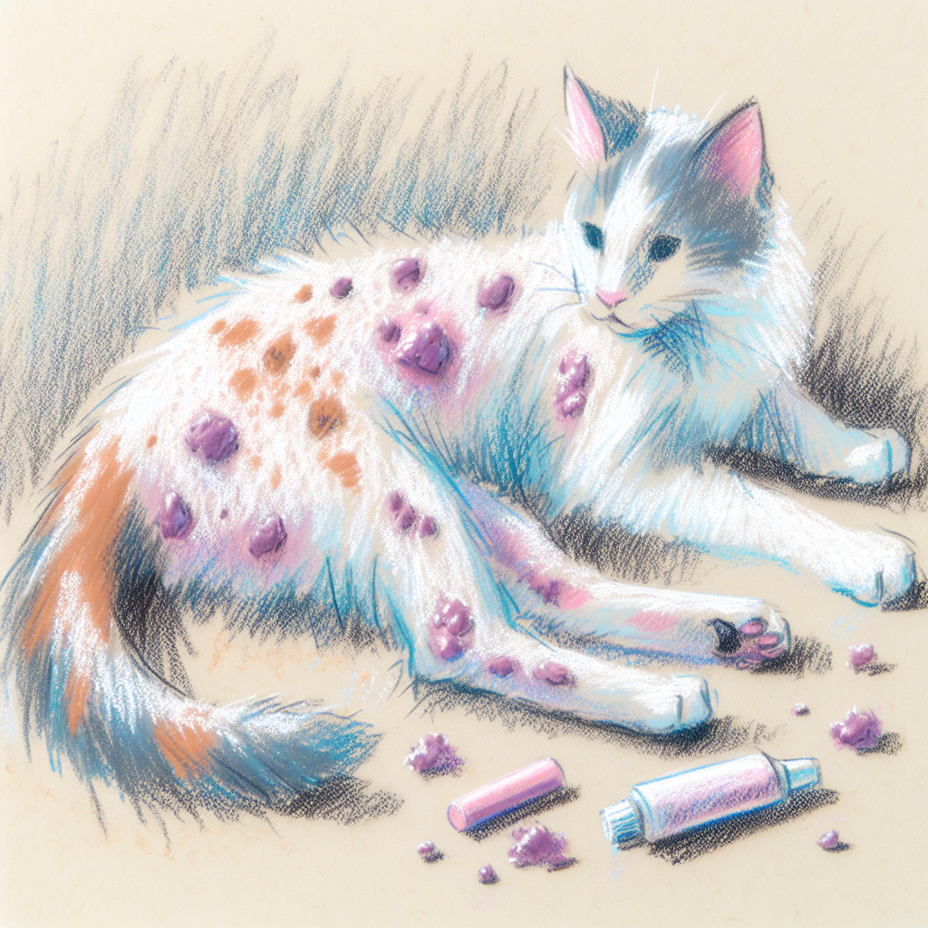 Pastelková ilustrace znázorňující téma: Kočičí zdraví