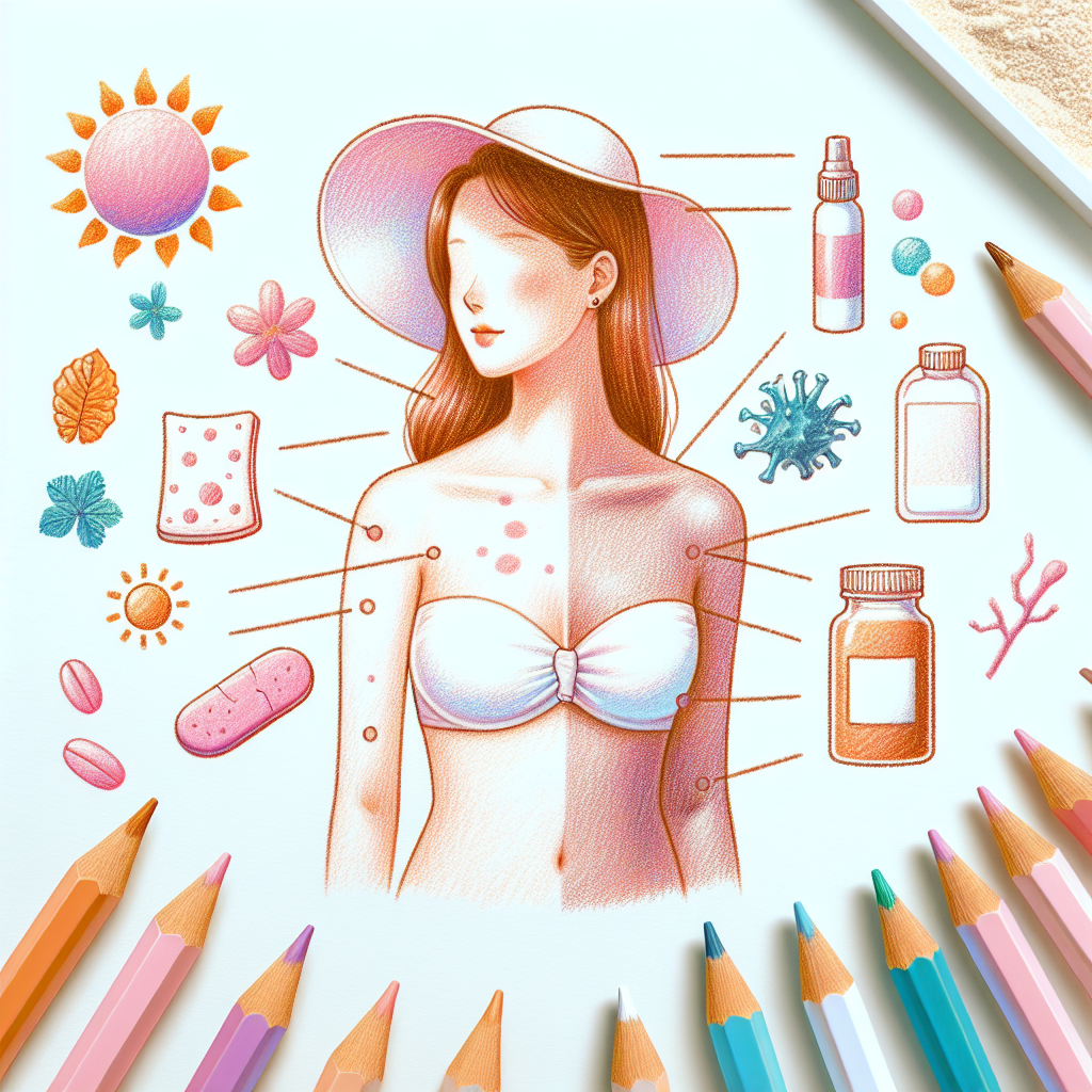 Pastelková ilustrace znázorňující téma: Kožní problémy