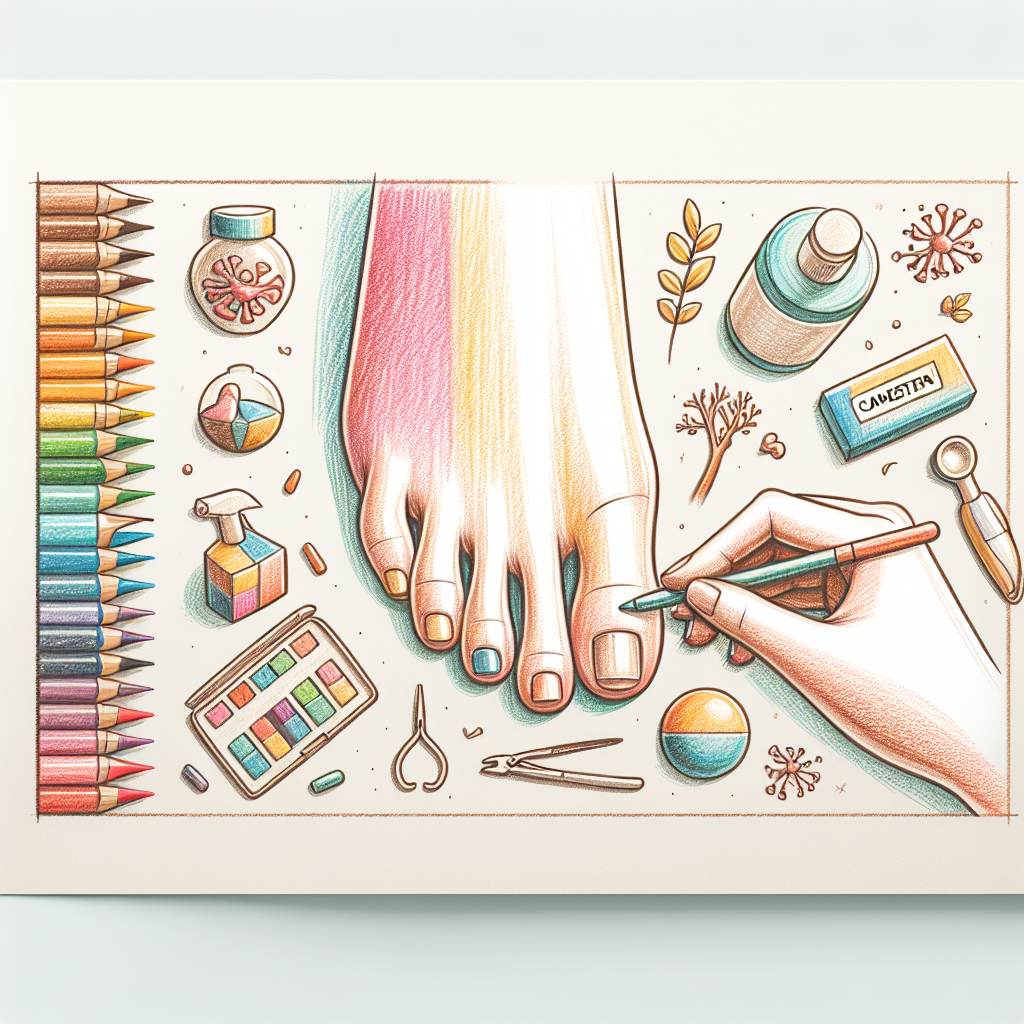Pastelková ilustrace znázorňující téma: Plísně nehtů
