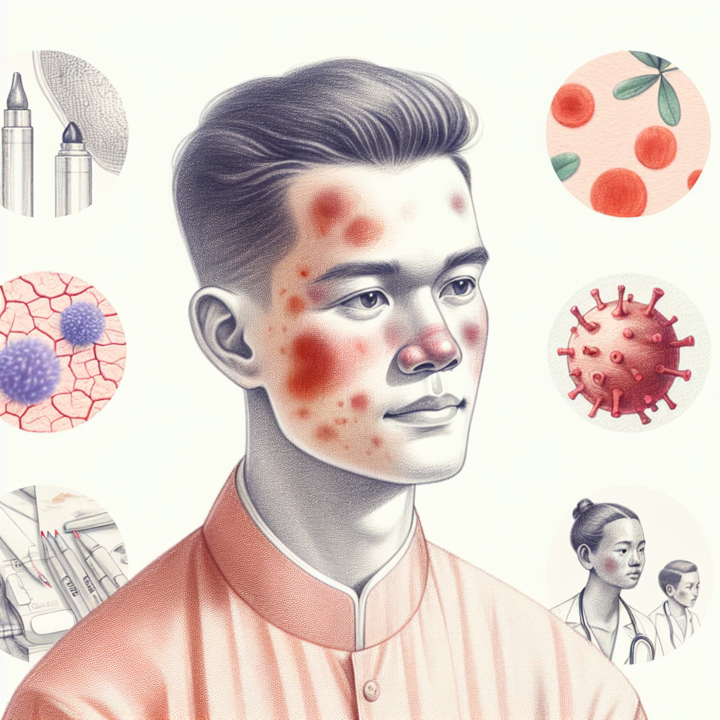 Pastelková ilustrace znázorňující téma: Kožní onemocnění