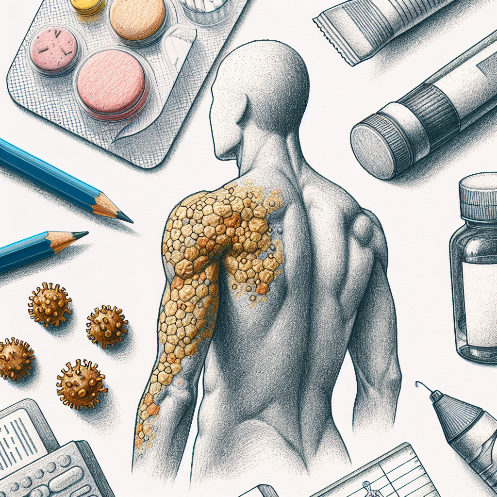 Pastelková ilustrace znázorňující téma: Kožní problémy