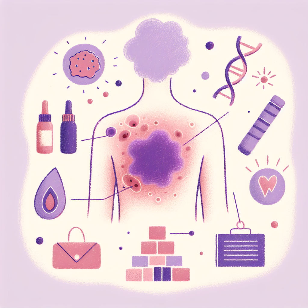 Pastelková ilustrace znázorňující téma: Kožní problémy