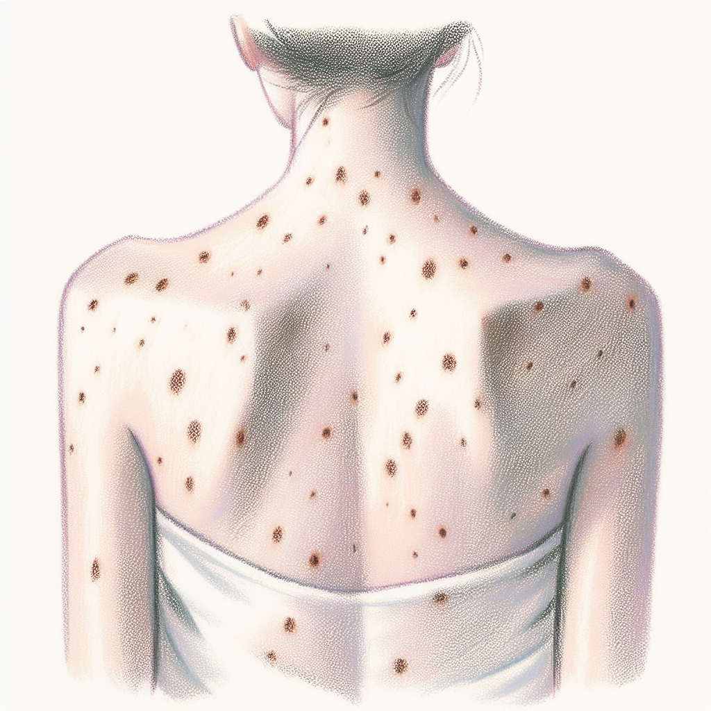 Pastelková ilustrace znázorňující téma: Kožní onemocnění