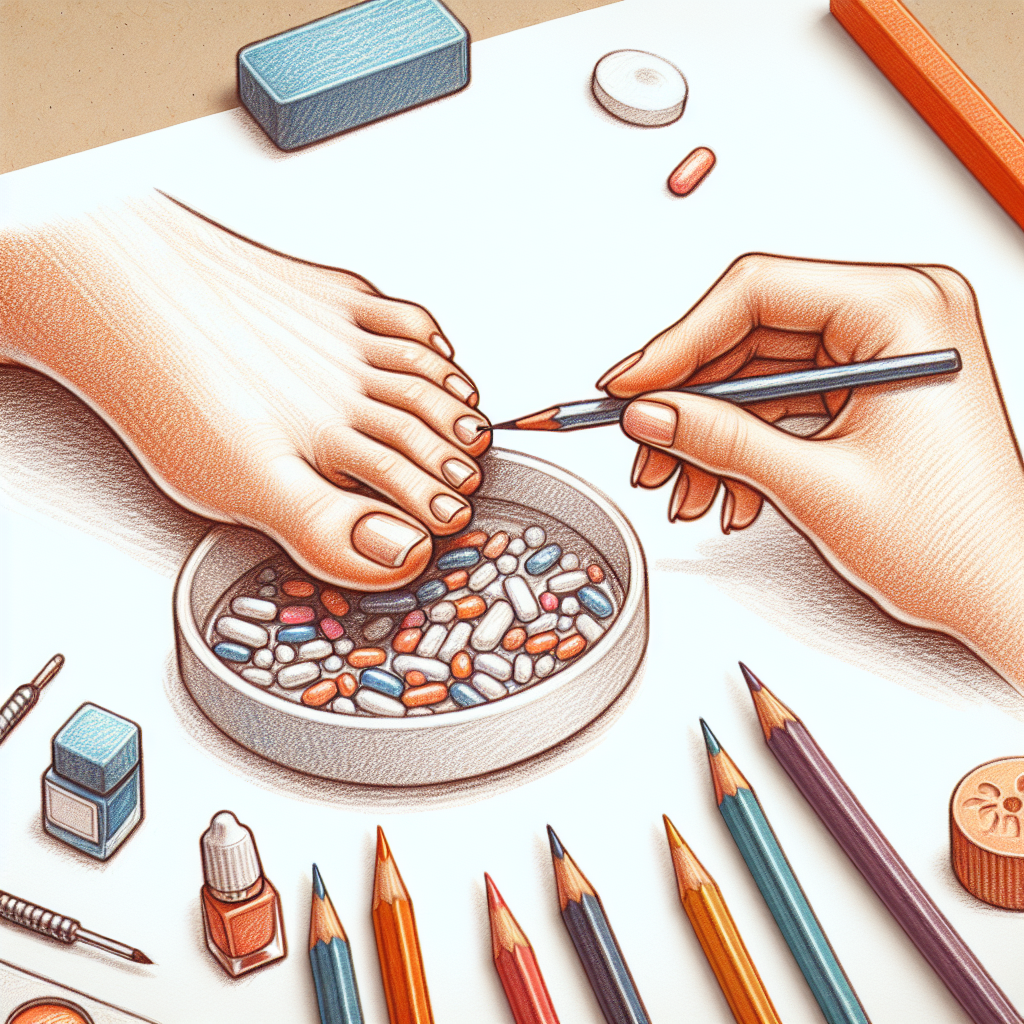 Pastelková ilustrace znázorňující téma: Péče o nohy