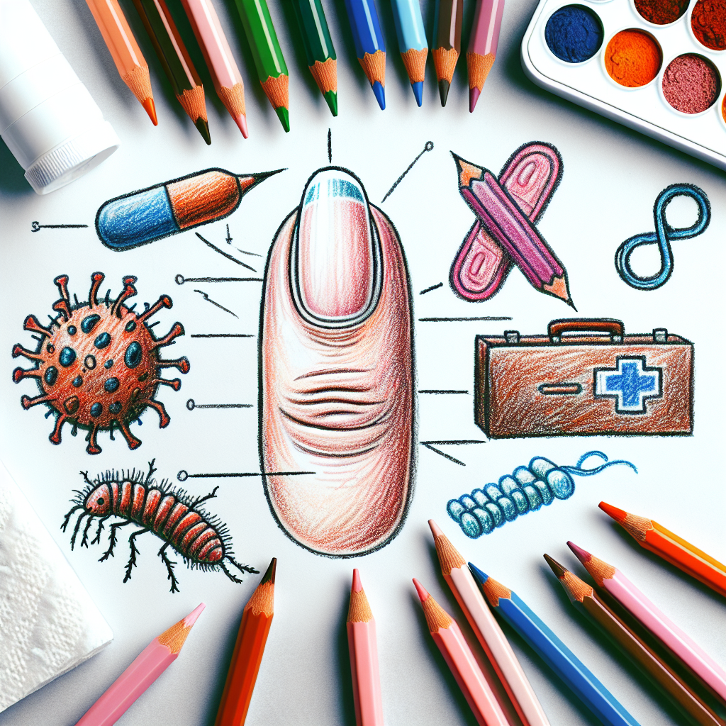 Pastelková ilustrace znázorňující téma: Zdraví nehtů