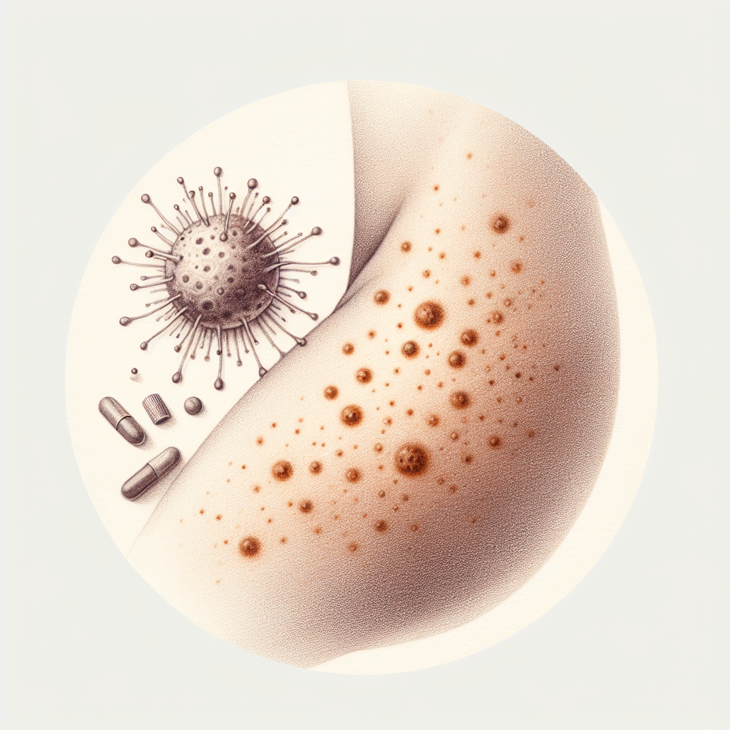 Pastelková ilustrace znázorňující téma: Kožní onemocnění