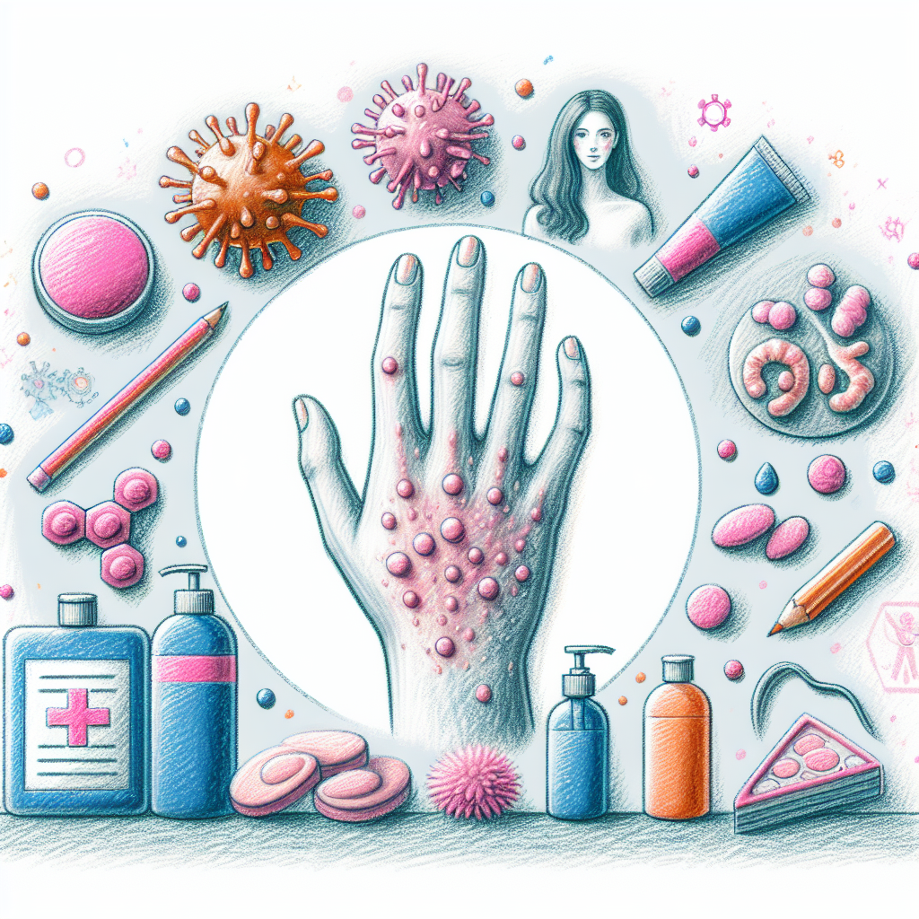 Pastelková ilustrace znázorňující téma: Kožní onemocnění