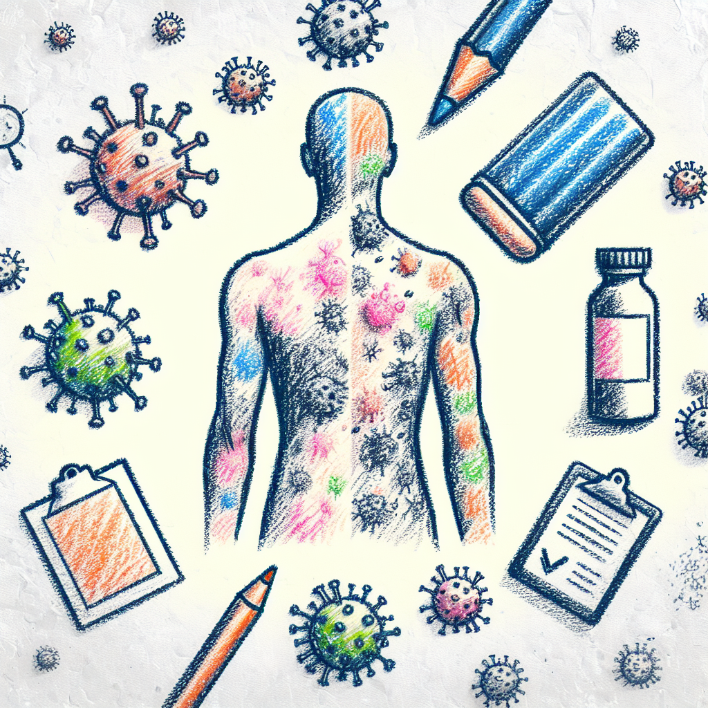 Pastelková ilustrace znázorňující téma: Kožní onemocnění