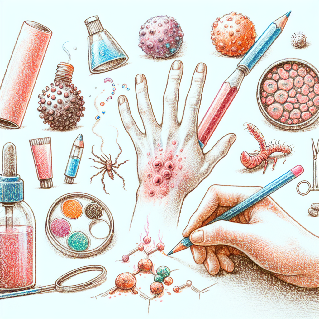 Pastelková ilustrace znázorňující téma: Kožní onemocnění