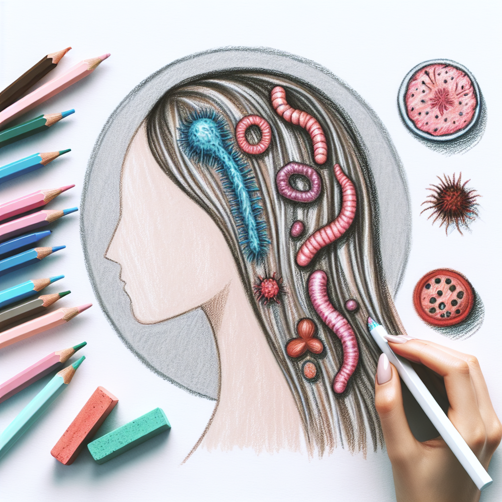 Pastelková ilustrace znázorňující téma: Kožní problémy