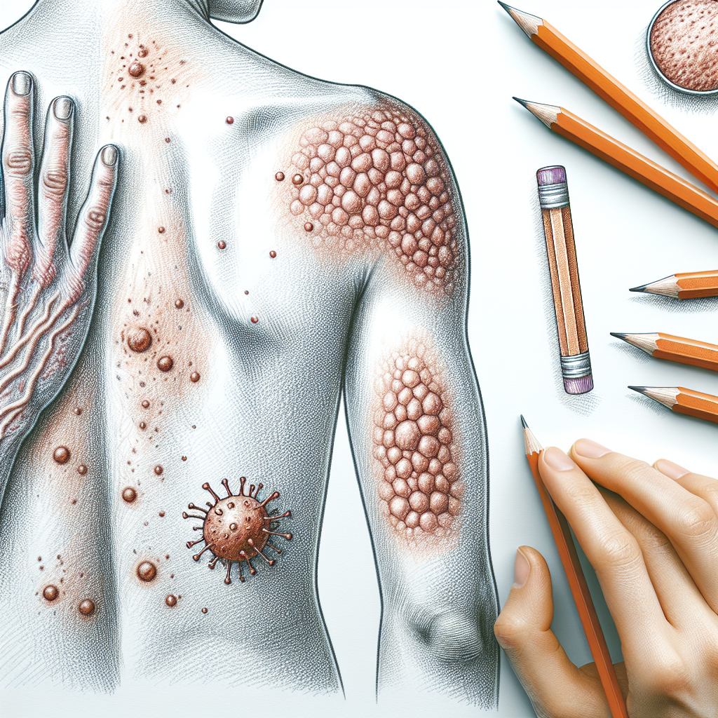 Pastelková ilustrace znázorňující téma: Kožní onemocnění