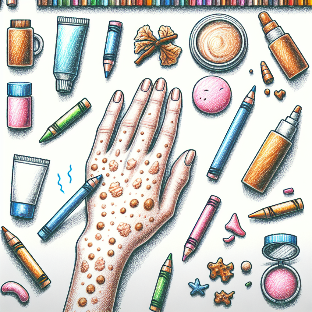 Pastelková ilustrace znázorňující téma: Kožní problémy