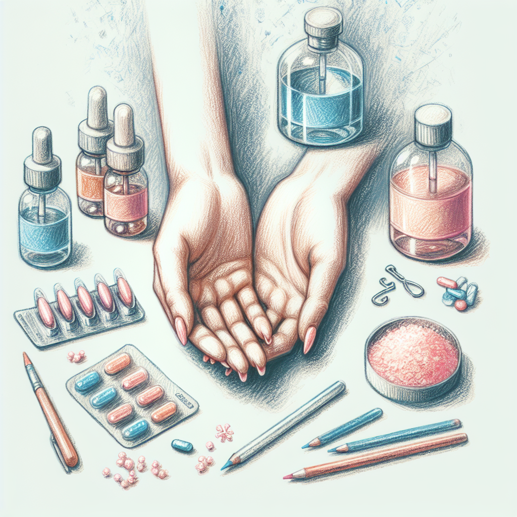 Pastelková ilustrace znázorňující téma: Zdraví nehtů