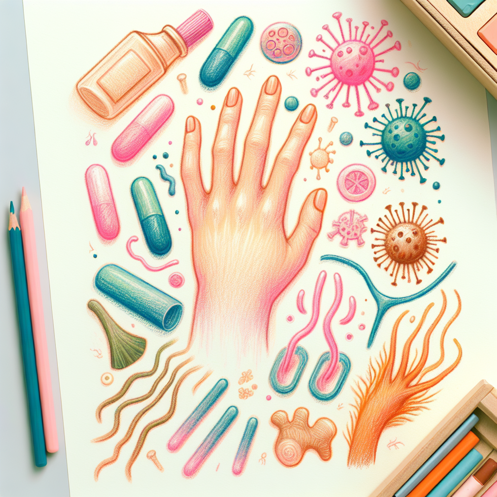 Pastelková ilustrace znázorňující téma: Zdraví nehtů