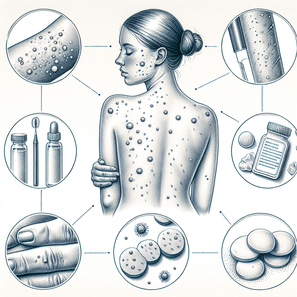 Pastelková ilustrace znázorňující téma: Kožní problémy