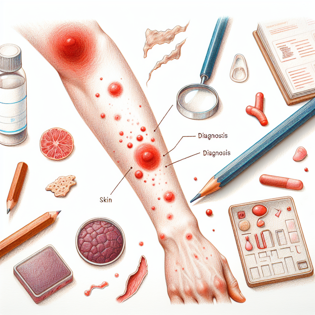 Pastelková ilustrace znázorňující téma: Kožní problémy