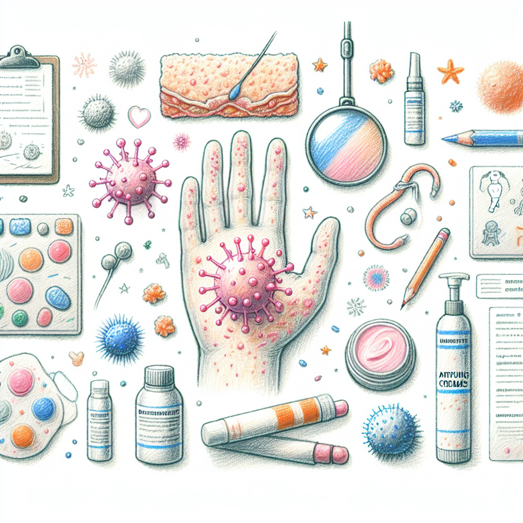 Pastelková ilustrace znázorňující téma: Kožní onemocnění