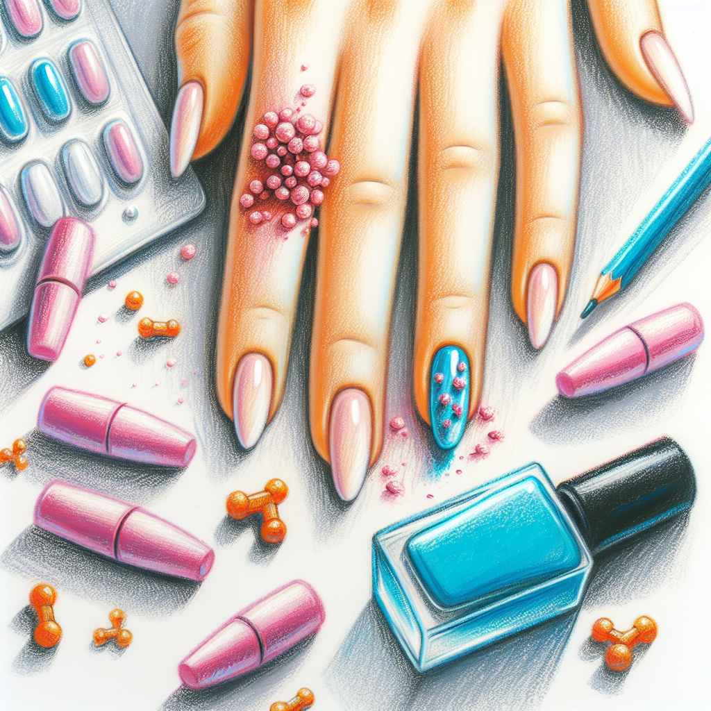 Pastelková ilustrace znázorňující téma: Zdraví nehtů