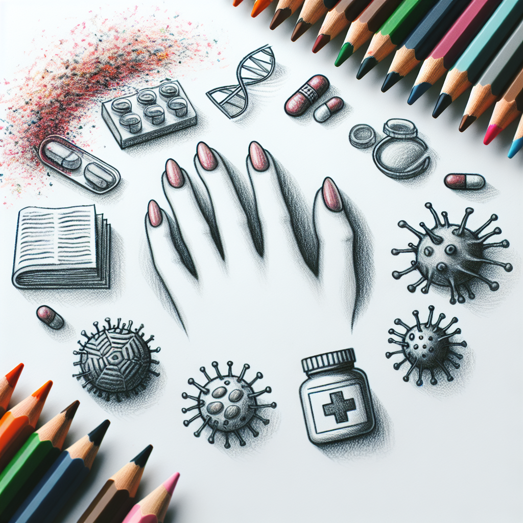 Pastelková ilustrace znázorňující téma: Zdraví nehtů