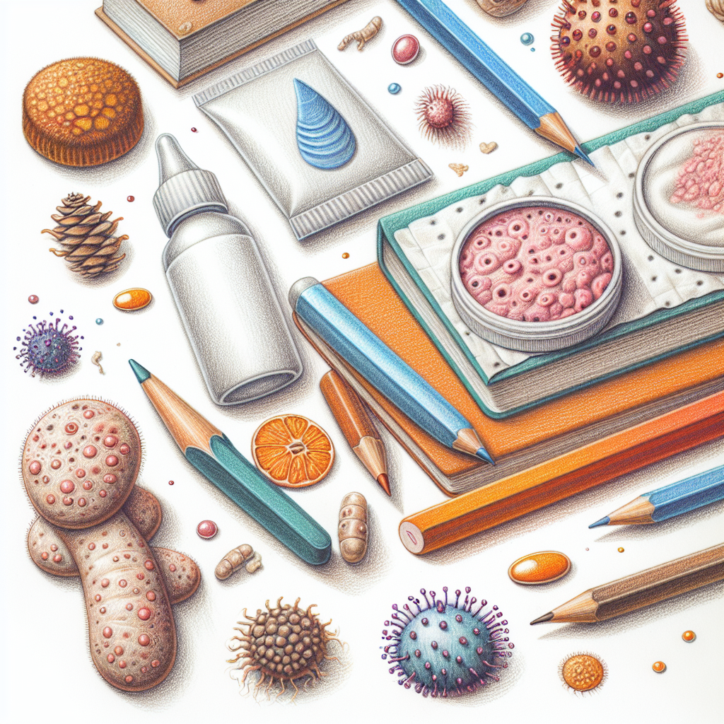 Pastelková ilustrace znázorňující téma: Kožní problémy