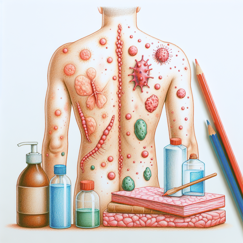 Pastelková ilustrace znázorňující téma: Kožní onemocnění