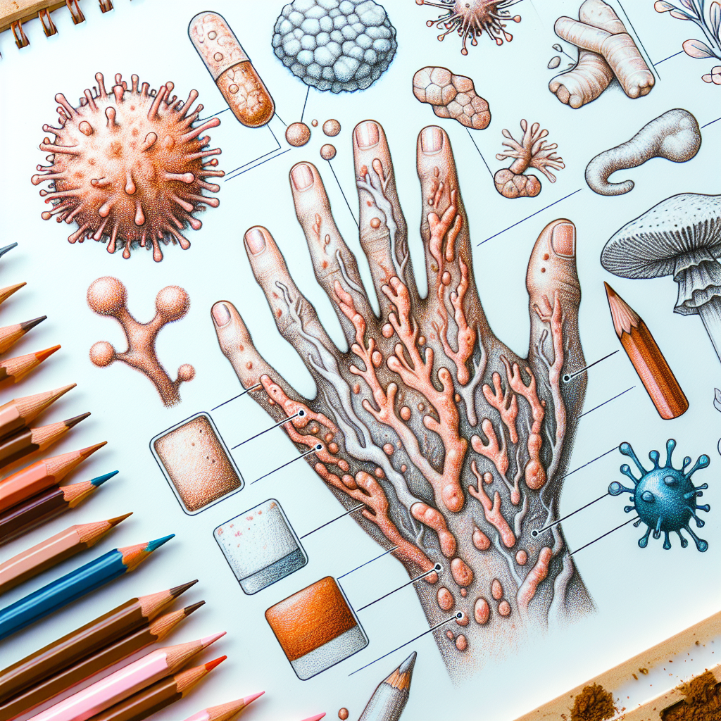 Pastelková ilustrace znázorňující téma: Kožní onemocnění