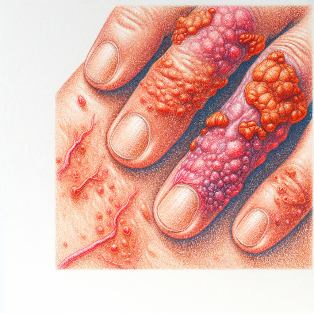 Pastelková ilustrace znázorňující téma: Kožní problémy