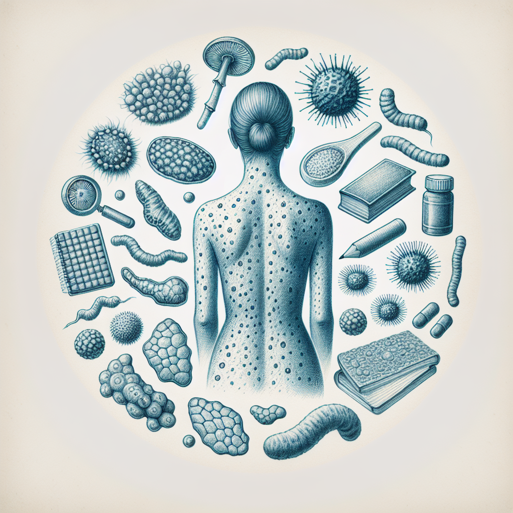 Pastelková ilustrace znázorňující téma: Kožní onemocnění