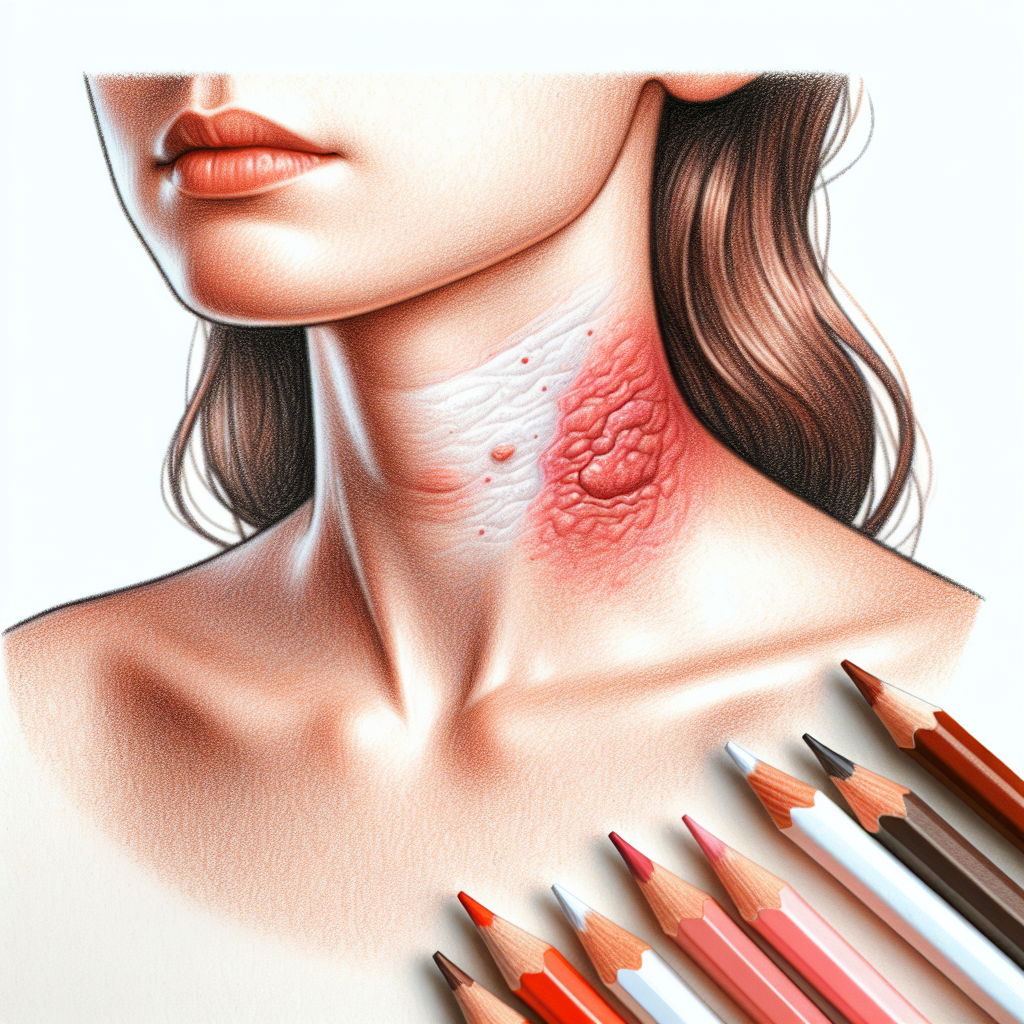 Pastelková ilustrace znázorňující téma: Kožní problémy