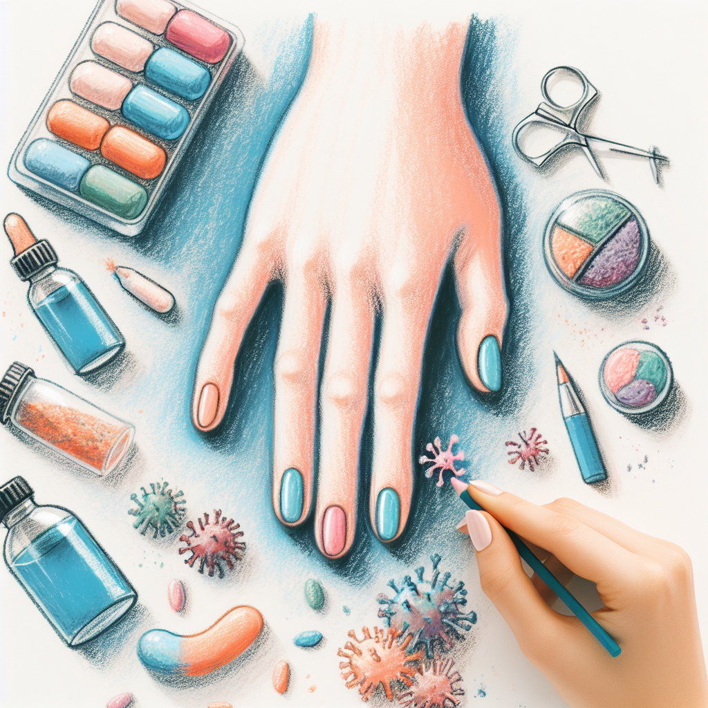 Pastelková ilustrace znázorňující téma: Zdraví nehtů