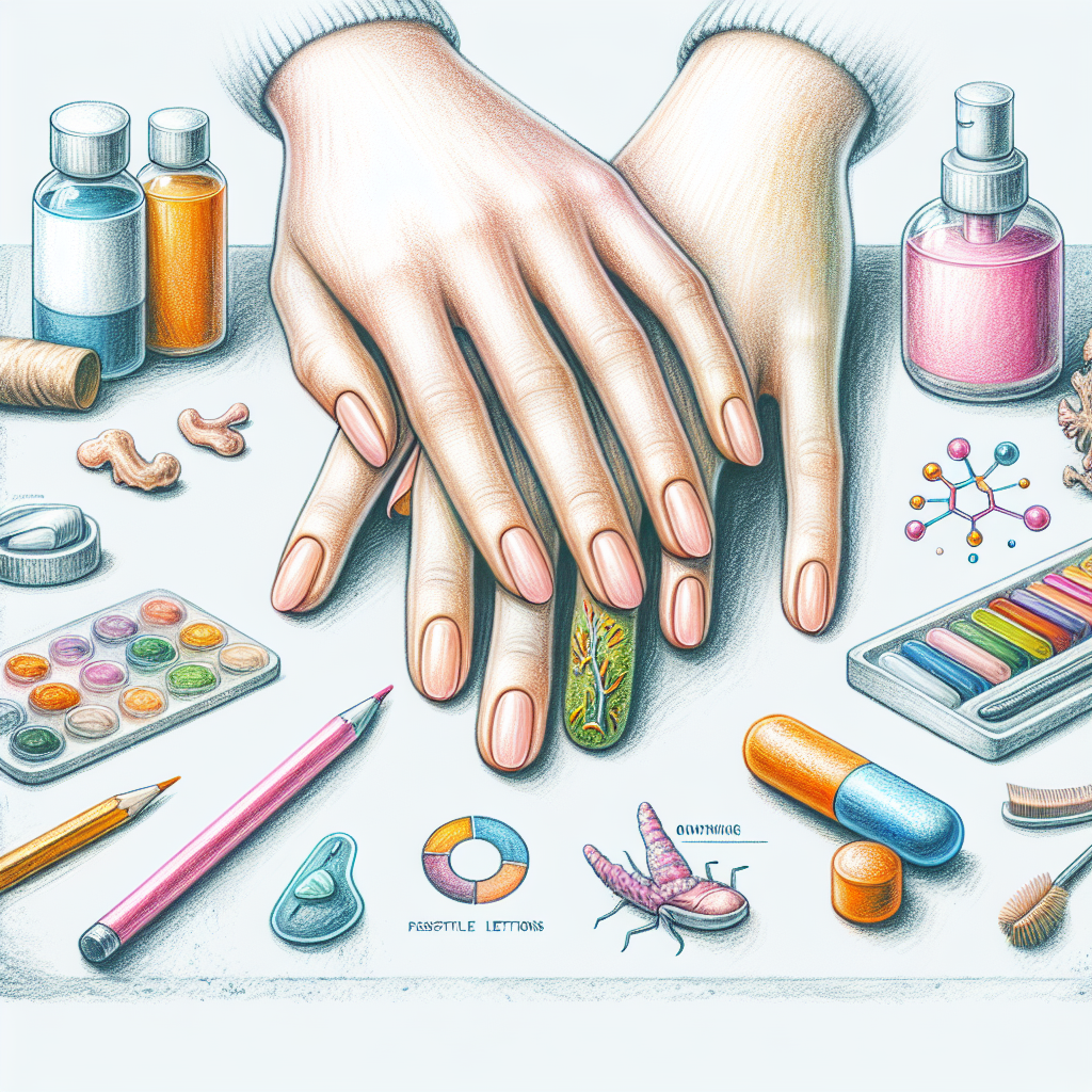 Pastelková ilustrace znázorňující téma: Zdraví nehtů