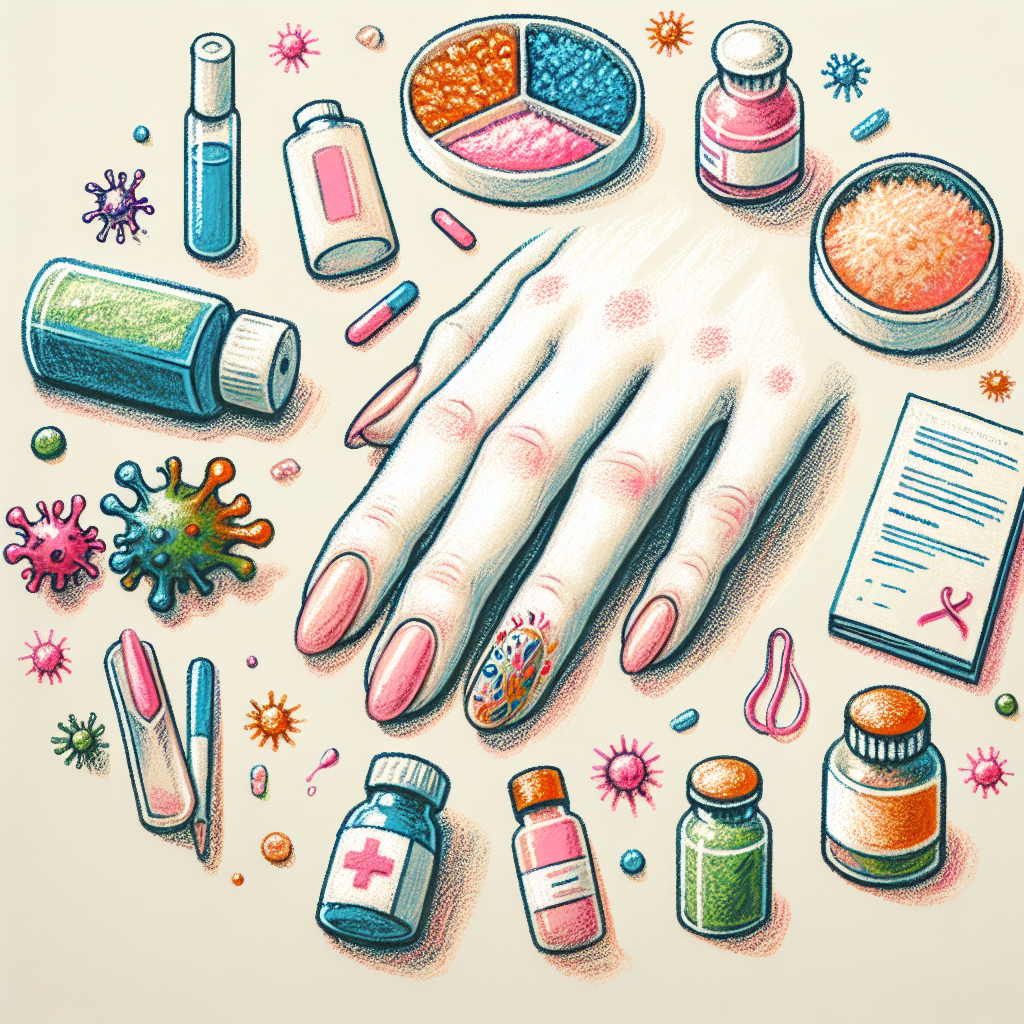 Pastelková ilustrace znázorňující téma: Zdraví nehtů