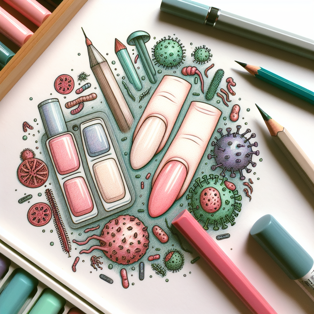 Pastelková ilustrace znázorňující téma: Zdraví nehtů