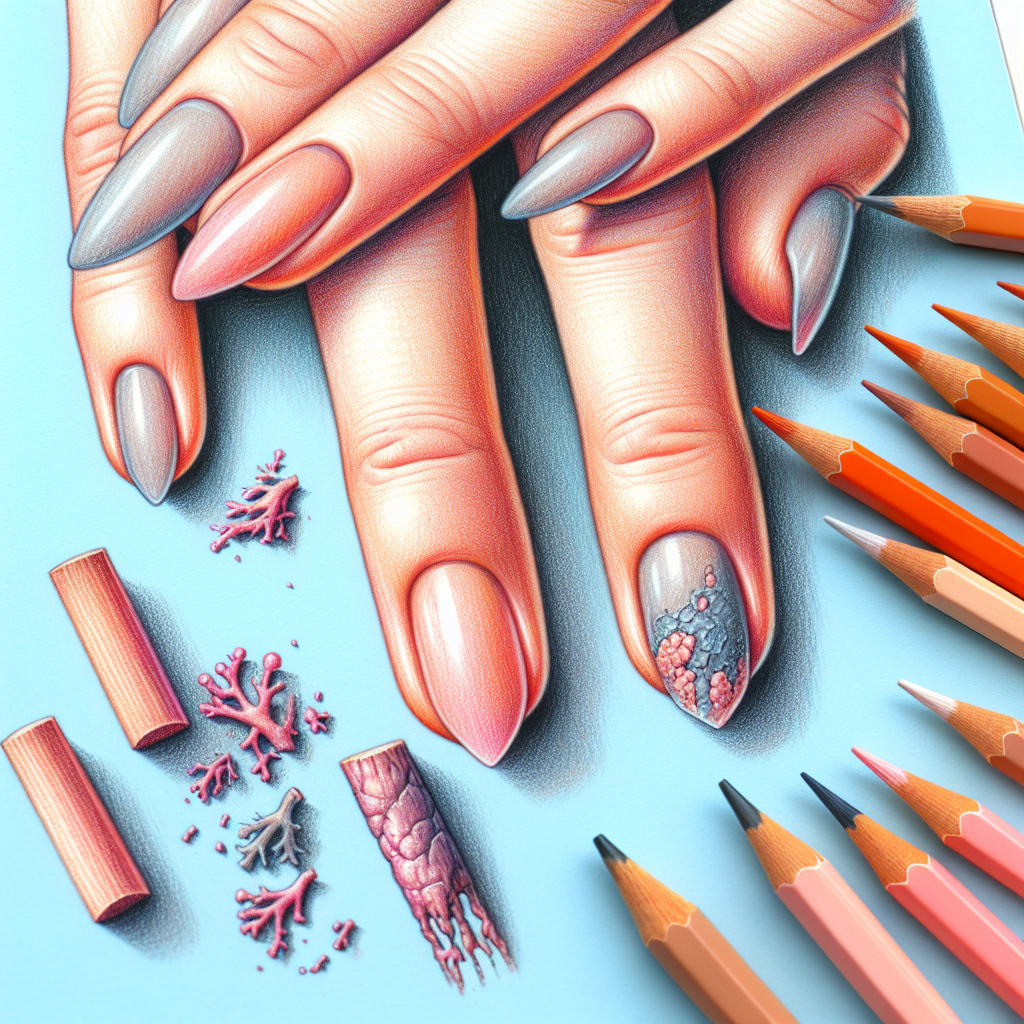 Pastelková ilustrace znázorňující téma: Zdraví nehtů