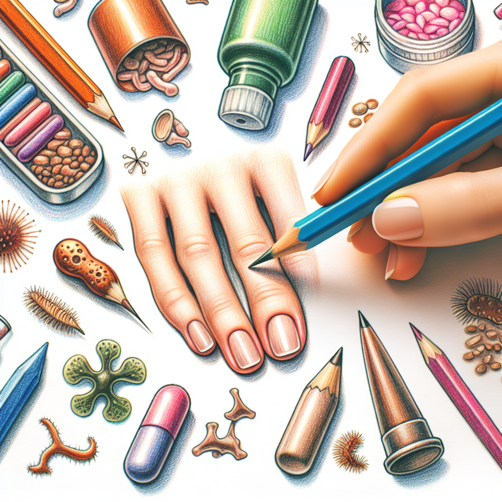 Pastelková ilustrace znázorňující téma: Zdraví nehtů