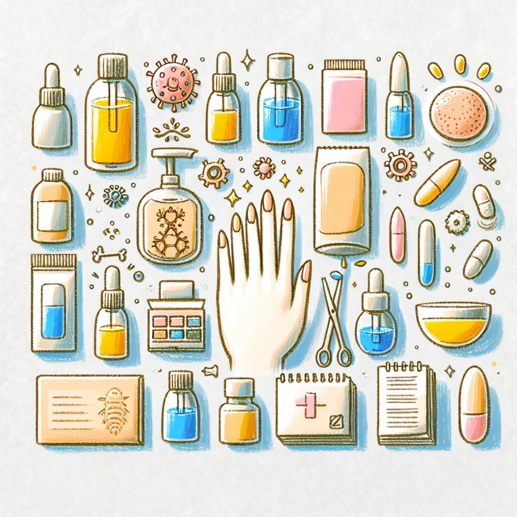 Pastelková ilustrace znázorňující téma: Péče o nehty