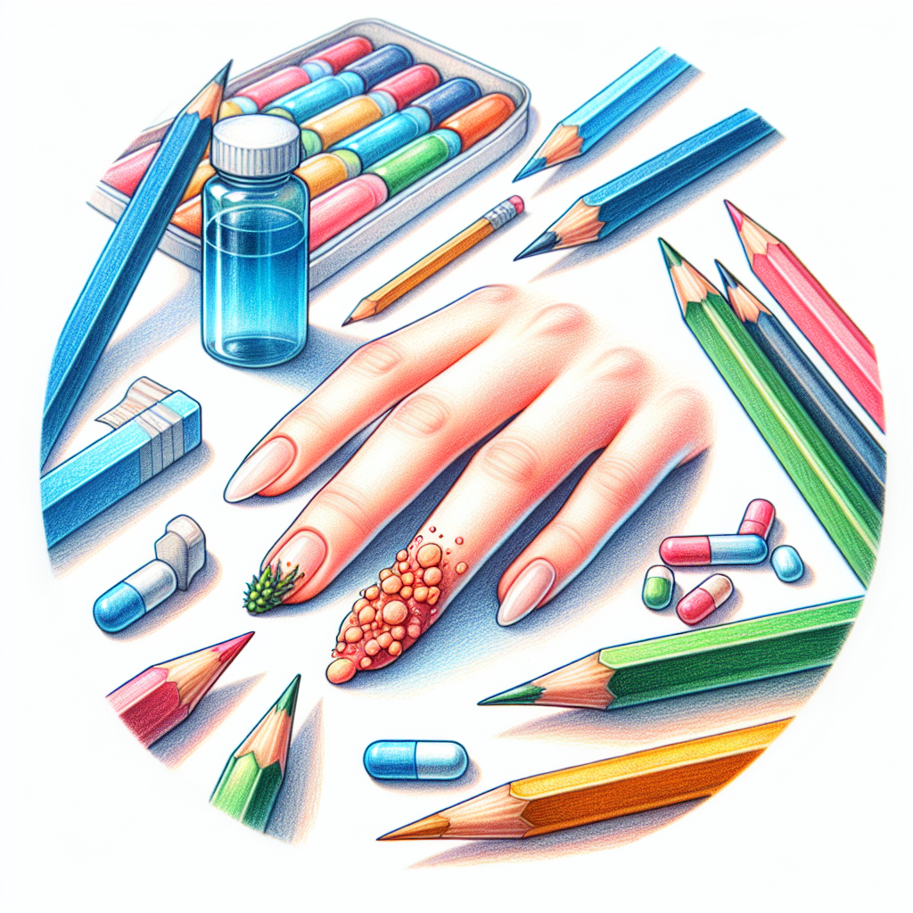 Pastelková ilustrace znázorňující téma: Zdraví nehtů