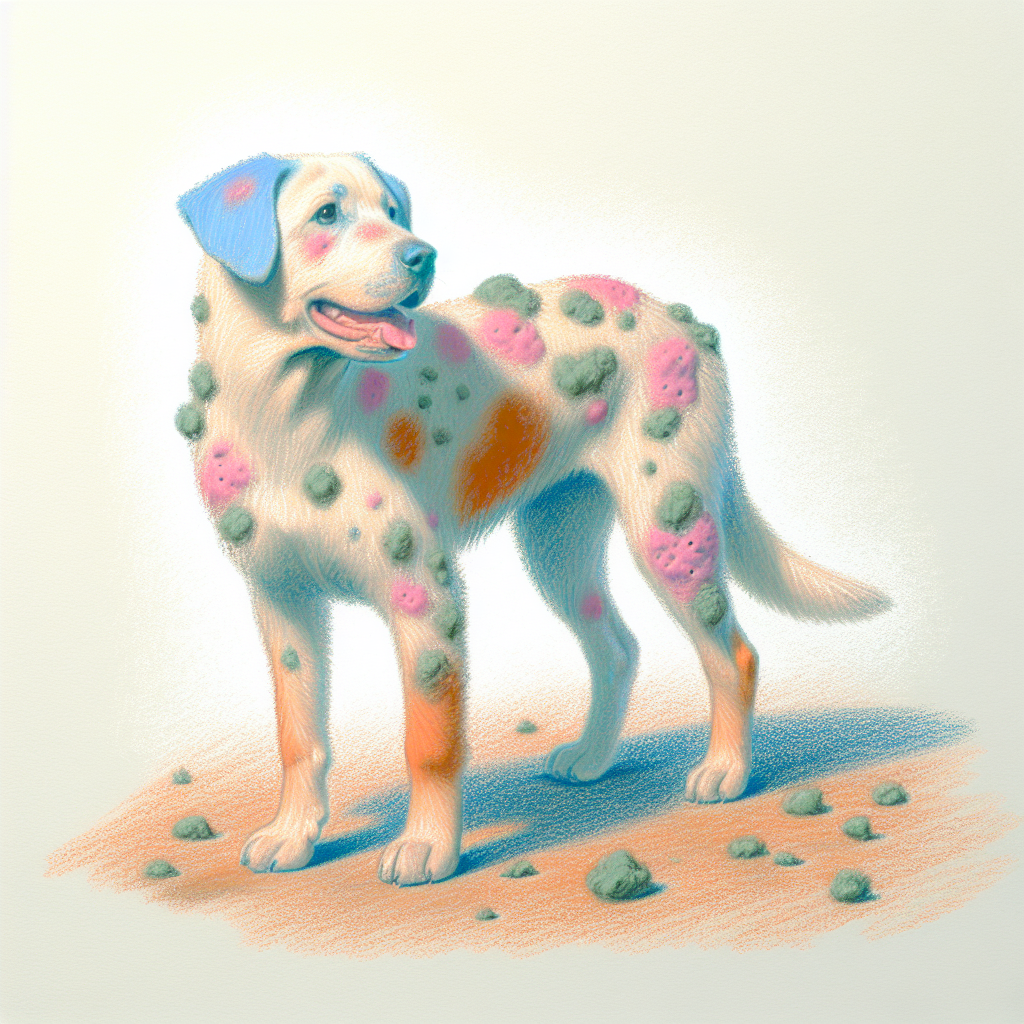 Pastelková ilustrace znázorňující téma: Zdraví psů