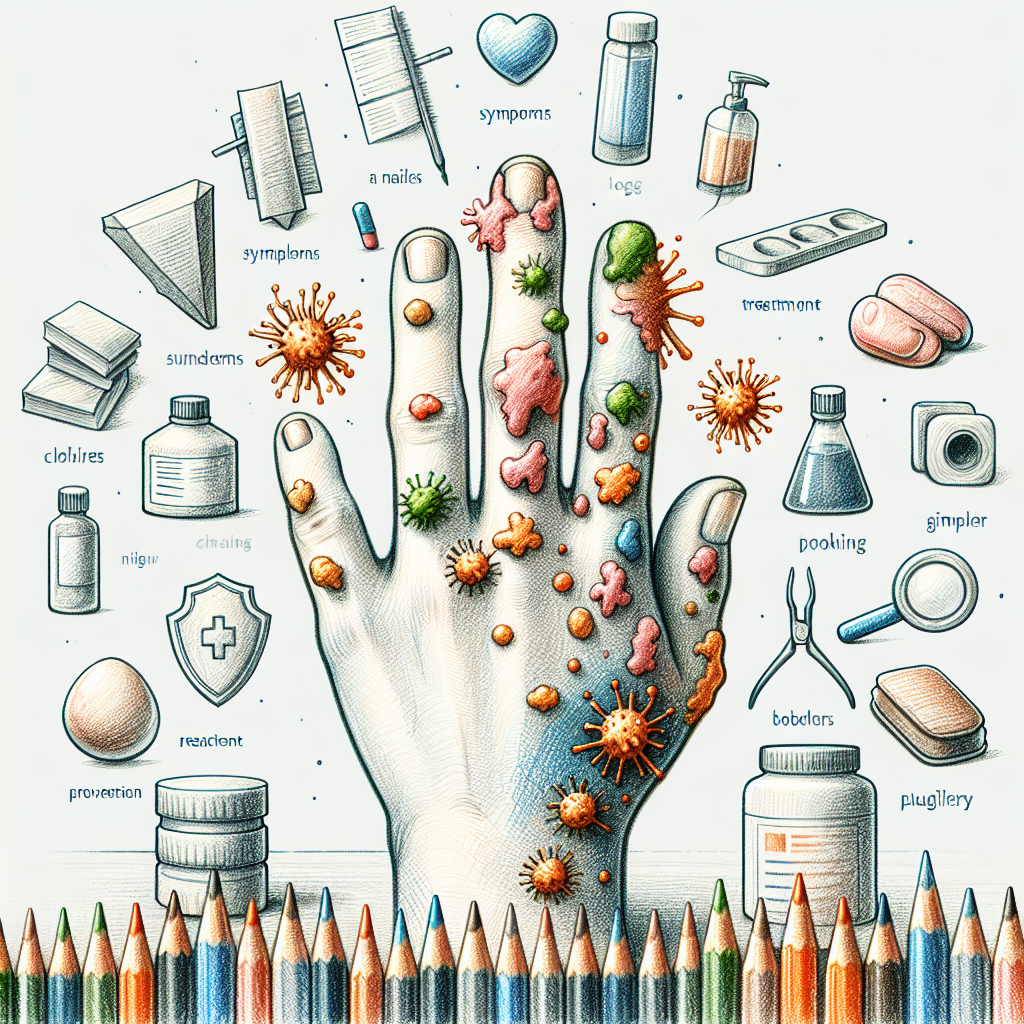 Pastelková ilustrace znázorňující téma: Plísně na nehtech